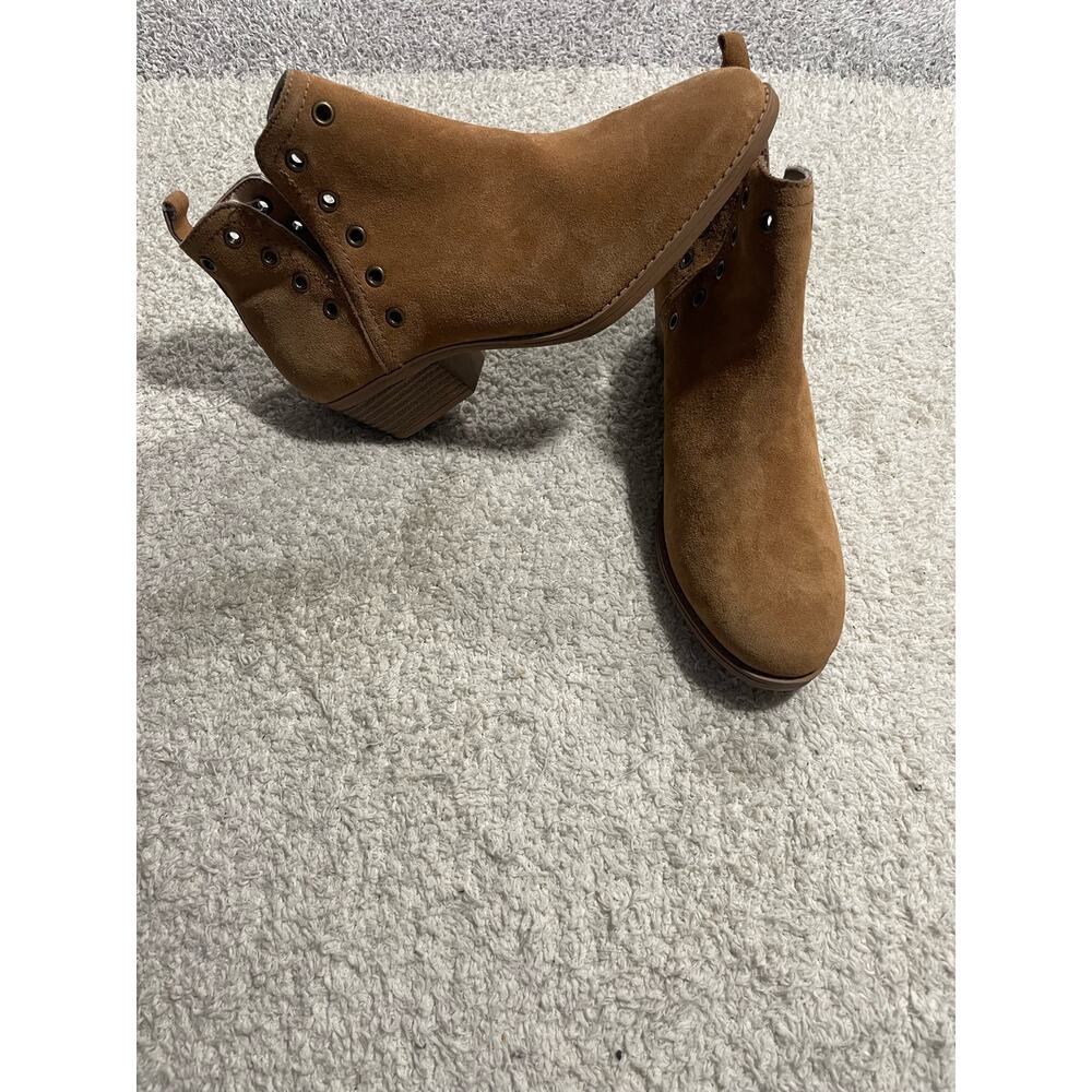 Skechers Women's Size 11 Lasso Auger Short Deco Ayelete Ankle Boots Leather Tan